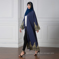 European american S-5XL best soft polyester muslim lace floral women dress black Dubai Abaya